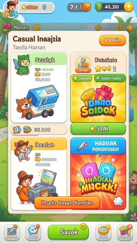 Screenshot memperlihatkan fitur bonus harian yang menguntungkan.