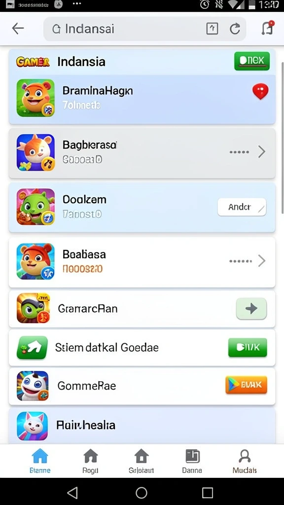 Tampilan awal yang menarik dengan berbagai pilihan permainan.