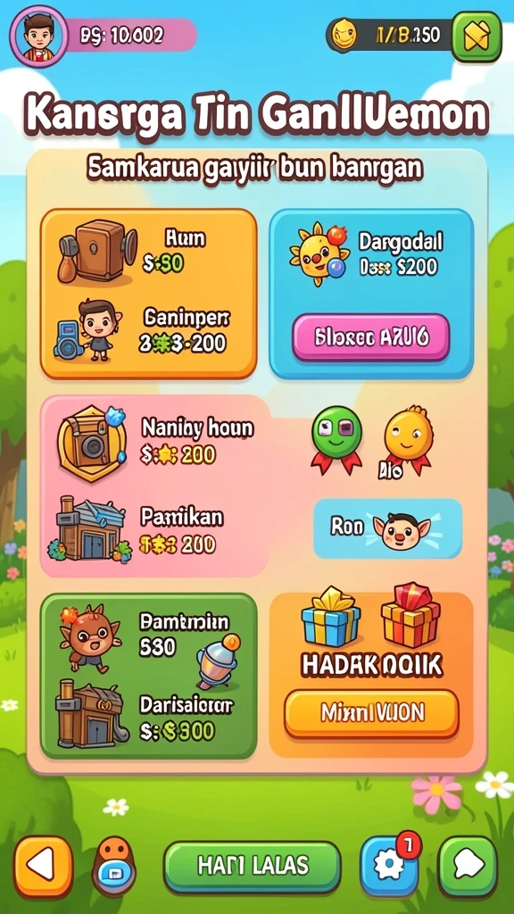 Tampilan karakter yang menarik dan penuh warna.